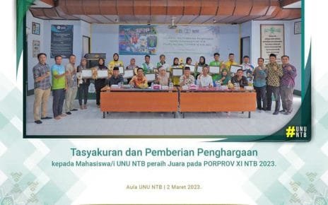 UNU NTB Berikan Penghargaan bagi Atlet Mahasiswa Berprestasi di Porprov XI 2023
