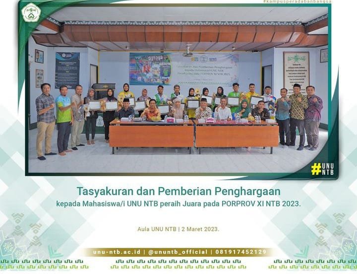 UNU NTB Berikan Penghargaan bagi Atlet Mahasiswa Berprestasi di Porprov XI 2023